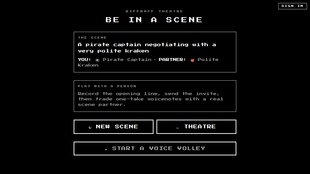 Saved Rabble scene invitation and voice recording interface